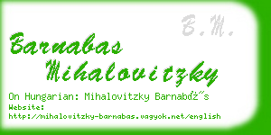 barnabas mihalovitzky business card